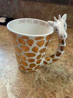 Altar'd State White Mug with Gold Accent Giraffe Handle